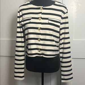 Striped Black and White Women's Top